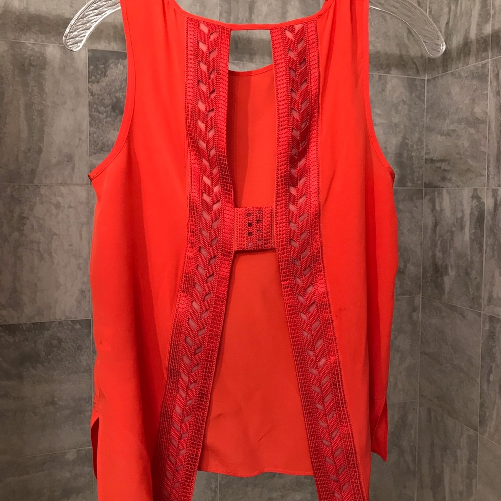 Parker coral silk open back top